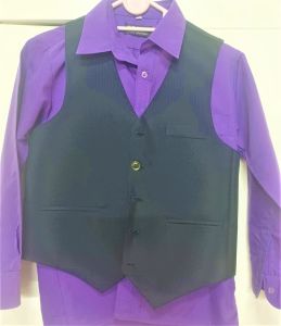 Kids Costumes to Hire - Purple Shirt & Black Waistcoat - child